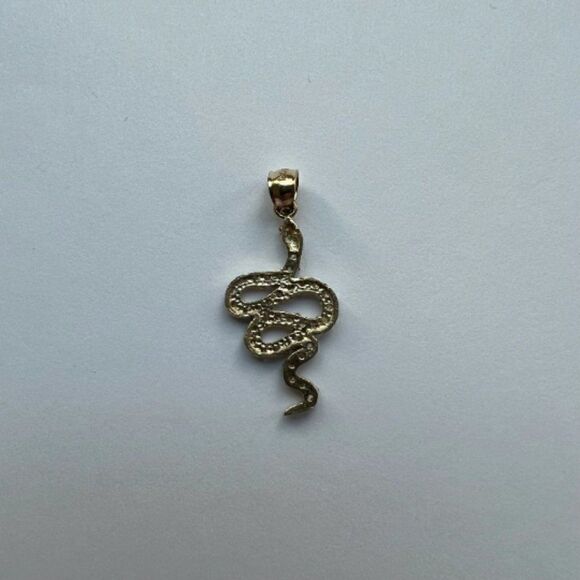 14k Real Yellow Gold Snake Charm Pendant | Streetwear Snake Pendant Snak… - Picture 6 of 8
